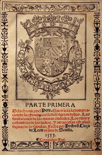 Pedro
                    de Cieza de Len: Chronik Parte primera de la
                    chronica del Peru ber Indianer Indios in Potosi
                    1553