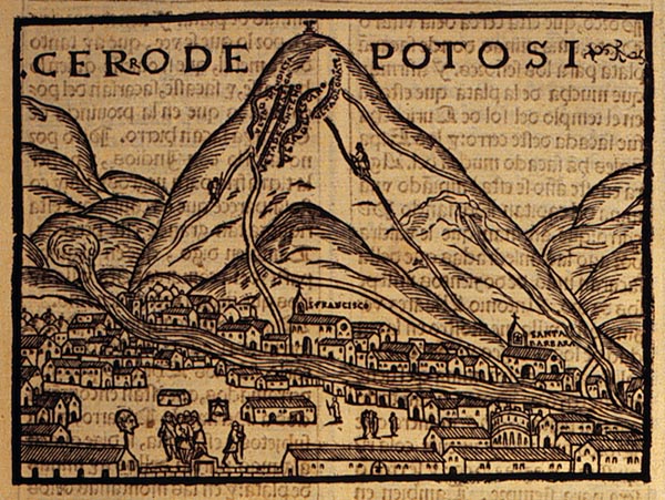 Pedro
              de Cieza de Len: Chronik Parte primera de la chronica del
              Peru ber Indianer Indios in Potosi 1553, Cero de Potosi,
              Silberberg