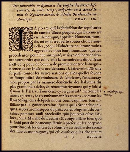 Claude
                    Guichard 1581: Bericht ber Beerdigungsriten der
                    Indianer, Textseite