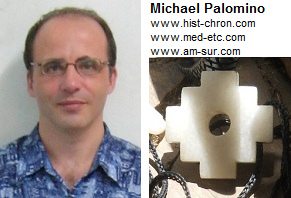 Michael Palomino,
              portrait with Inca cross with Mother Earth and web sites -
              web site about cr. Switzerland: www.chdata123.com