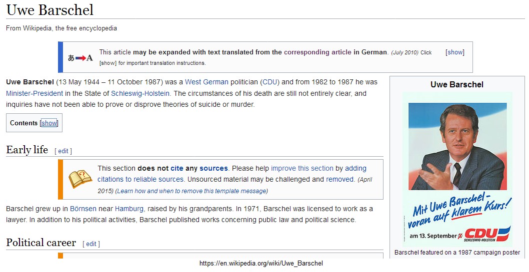 Wikipedia-Artikel ber Barschel