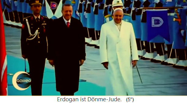 Crypto Jew Erdogan with a Jesus
                                    Fantasy Pope at a parade