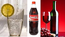 Drinks, for example
                        lemon water, coca cola, or red wine