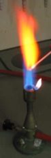 Yellow and red
                                    flame burning strontium