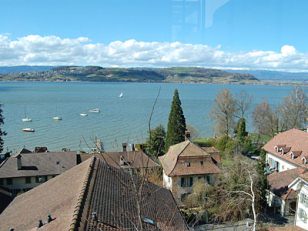 Landscape of Murten with a wide richness
                          of colors