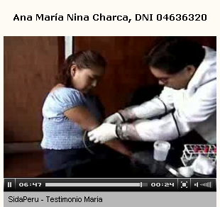 Paciente de SIDA Ana María NINA CHARCA a
                          la toma del sangre