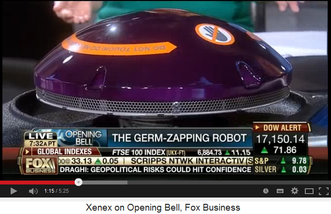 Xenex UV light disinfector robot 06,
                            the button