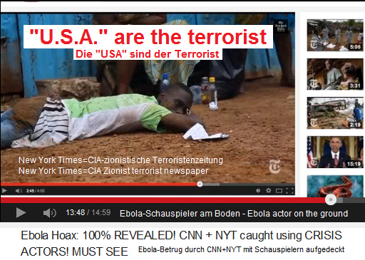 Der
                            Ebola-Schauspieler am Boden, bevor er seinen
                            Kopf dreht