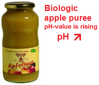 Biological apple puree, pH-level
                              is rising