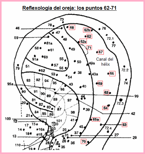 La oreja con los
                            puntos 62 a 71 en el canal del h�lix