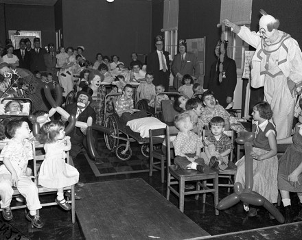 Clown in a
                hospital, for example Shriner Hospital in Chicago