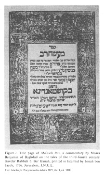 Encyclopaedia Judaica 1971: Istanbul,
                          vol. 9, col. 1098, cover of Ma'aseh Rav,
                          printed 1736