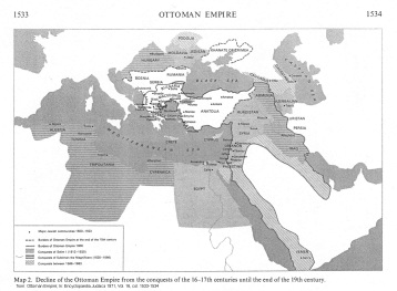 Encyclopaedia Judaica 1971: Ottoman
                          Empire, vol. 16, col. 1533-1534, map of the
                          Ottoman Empire in the 16th and 17th century