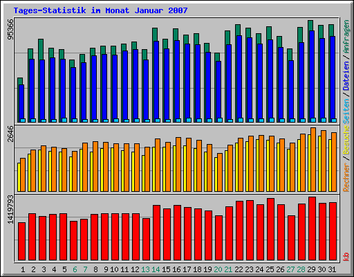 Tagesstatistik im Monat Januar 2007