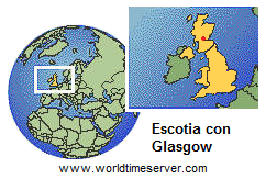 Mapa de Gran Bretaa con Escotia con Glasgow