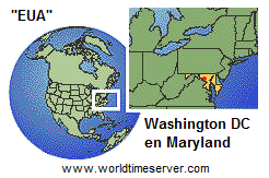 Mapa de
                    los "EUA" con el estado federal de
                    Maryland con Washington DC