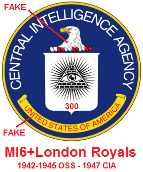 Das
                        korrigierte Logo des kriminellen CIA, ein
                        britisches Bro des MI6 und der Royals aus
                        London