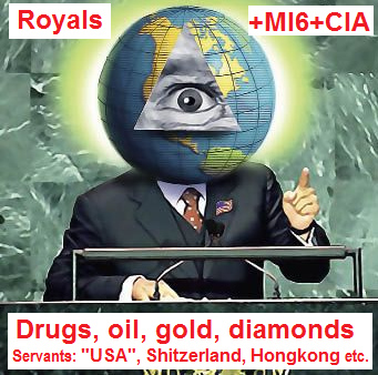 The pyramid eye with the Royals and their
                    direct criminal secret services MI6 and CIA -
                    servants are "USA", Shitzerland, Hong Kong
                    etc.