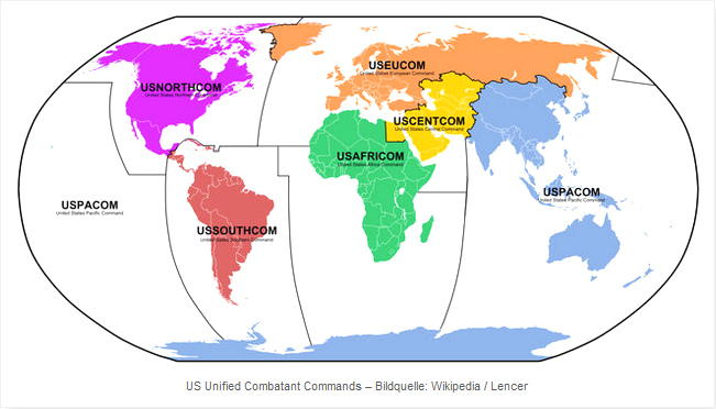 Weltkarte mit den NATO-Kommandanturen des
                          "US"-Imperialismus