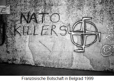 Wahrheit 9: Die NATO bombardierte
                          Belgrad, ohne angegriffen worden zu sein - die
                          NATO ist eine Nazi-Organisation und verdient
                          das Hakenkreuz