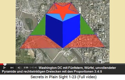 Washington DC mit dem Fünfstern, Dreiecken
                        und der unvollendeten Pyramide