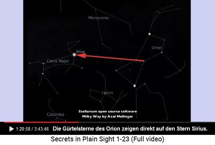 Die Gürtelsterne des Orion zeigen direkt auf
                      Sirius