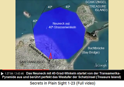 San Francisco, das Neuneck startet von der
                    Transamerika-Pyramide und berhrt przis die
                    Schatzinsel (Treasure Island)