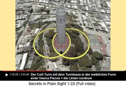 Der Coit-Turm in Form eines Achtecks in einer
                    weiblichen Vesica Pisces mit verstrkten Linien