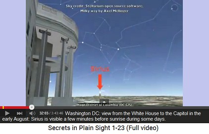 Sirius is visible over the Capitol seen from the
                  White House during some nights in the early August
                  some minutes before sunrise