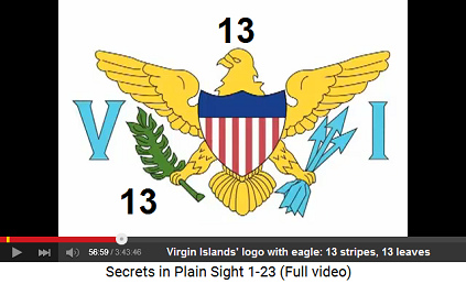 Logo of Virgin Islands with an eagle with 13
                    stripes and 13 leaves