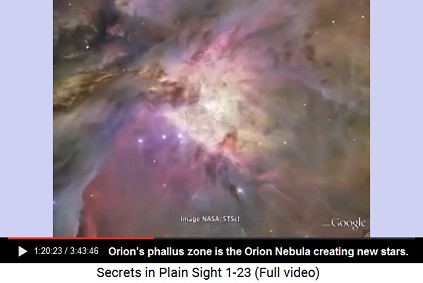 Orion's phallus is Orion Nebula fertile zone                       where lots of new stars are born