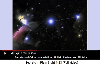 The belt stars of Orion constellation:                       Alnitak, Alnilam, and Mintaka