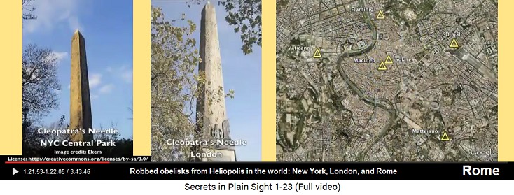 Robbed obelisks of Heliopolis put in the                       world in New York, in London, and in Rome