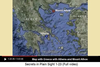 Map of Greece with Athens and Mount Athos