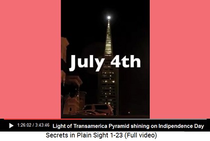 Light of Transamerica Pyramid on July 4th,
                    "US" Indipendence Day