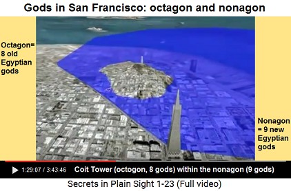 Coit Tower with an octagon is within the
                    nonagon of the Ennead with the Transamerica Pyramid