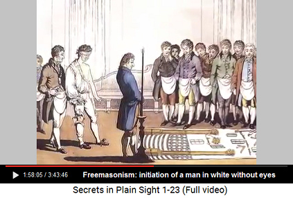 Freemasonism: a "freemason" gets his
                    initiation in white without eyes