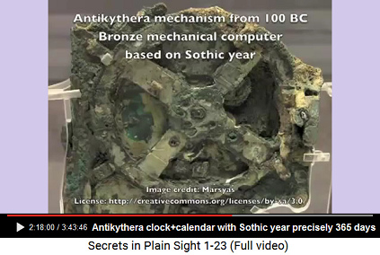 The clock+calendar mechanism found at the
                      Greek island of Antikythera is working with Sothic
                      year directly with 365 days