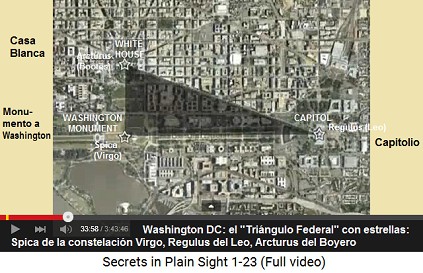 Washington DC: el Triángulo Federal con las                     estrellas Spica (Virgo), Regulus (Leo) y Arcturus                     (Boyero)