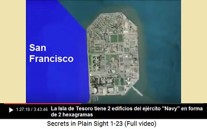 Isla de Tesoro con 2 bloques de pisos en forma
                    de hexagramas al lado izquierdo y derecho de la
                    avenida de la exposicin de 1937