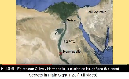 Mapa de Egipto con Guiza y Hermopolis donde
                    fueron los 8 dioses de la Ogdada