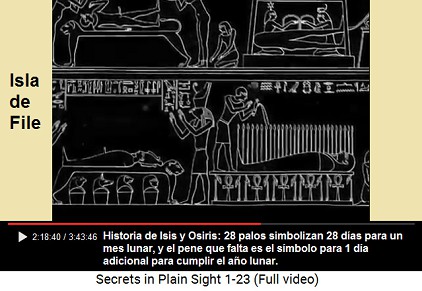 Historia de Isis y Osiris: 28 palos
                      simbolizan 28 das para un mes lunar, y el pene
                      que falta es el smbolo para 1 da adicional para
                      cumplir el ao lunar a 365 das.