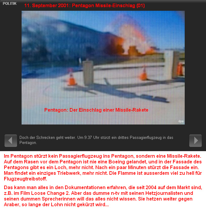 Pentagon, der Einschlag einer
                          Missile-Rakete am 11. September 2001