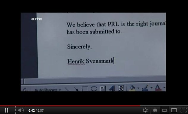 Presentacin de manuscrito (reporte final) del
                experimento de Henrik Svensmark, frmula de despedida