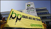 Greenpeace-Proteste gegen BP in sterreich am 22.
                Juli 2010: "bp raus aus der Tiefsee.
                Greenpeace" (Bild: Reuters)