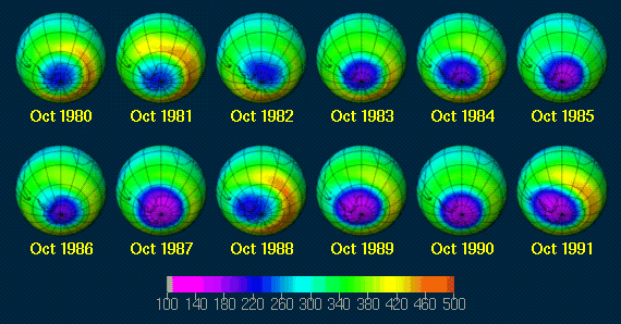Ozonloch 1980 bis
                        1991
