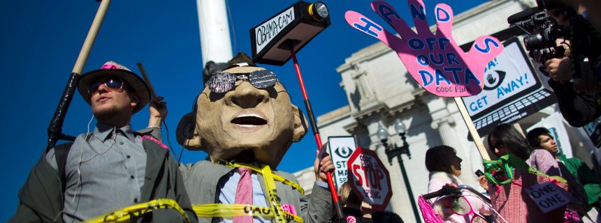 Demonstration
                in Washington gegen die kriminelle NSA, 26.10.2013