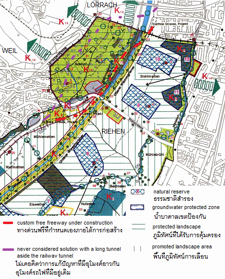 คาดทาง ด่วนที่ กำหนด เองฟรีเนื่อง
                                  จากละเมิดภูมิป้องกันอยู่
                                  ใกล้สามพื้นที่ อนุรักษ์น้ำ บาดาลใน
                                  รีเหน (Riehen) ใกล้บา เซิลที่ ถูกกำหนด
                                  ไว้ใน ภายหลังยังเป็น เงินสำรองตาม
                                  ธรรมชาติ