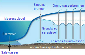 Schema Salzwasser mit Grundwasser 11
                              mit 4 Brunnen und einem Einpumpbrunnen