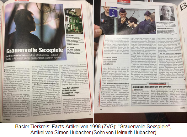 Zeitschrift Facts: Artikel "Grauenvolle
                      Sexspiele", über die hohe,
                      kriminell-pädophile Elite in der Schweiz 1998